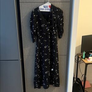 Elegant Black Floral Women's Dress